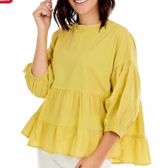 Mud Pie Tops - Lemon Flounce Blouse by MudPie - NWT! Size L